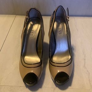 Guess Women's Tan Patent Leather High Heels Size 9.5M